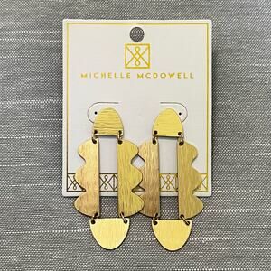 New Michelle McDowell “Ryerson” Brushed Gold Cutout Drop Earrings